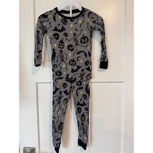 Little Sleepies Halloween Skeleton Pumpkin Bamboo Pajama Set Gray 2T